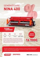 Ofertă Titan Machinery: Semănătoarea GASPARDO NINA 400 la preț promoțional!